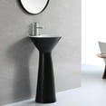 thumbnail image 1 of Fine Fixtures Pyramid Pedestal, Elegant One Piece Pedestal Sink, Center Faucet Hole, Vitreous China, Black, 1 of 10