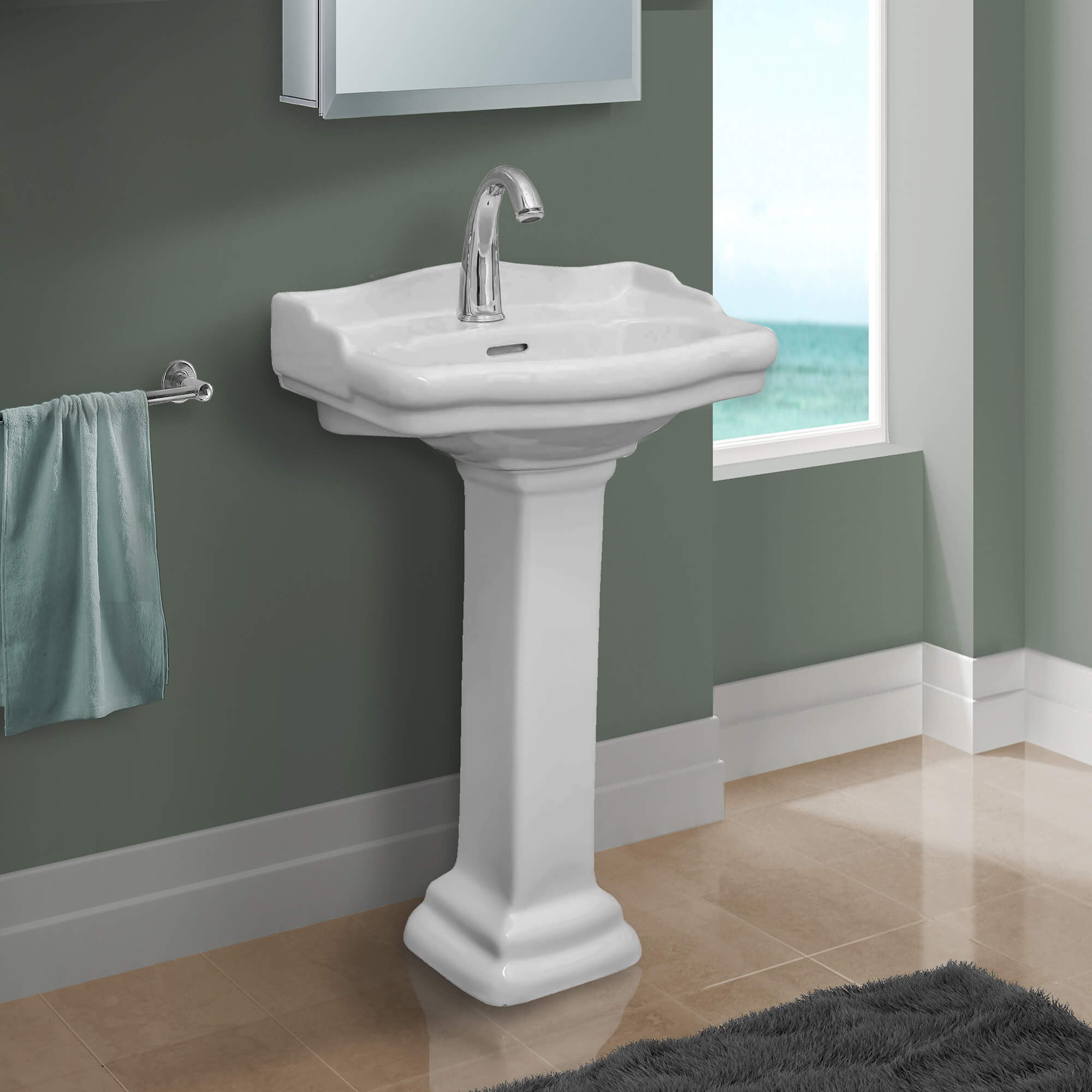 Toto Nexus 24" Pedestal Bathroom Sink with Single Hole Drilled and Rear