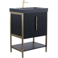thumbnail image 1 of Fine Fixtures Serenity 24 in. W x 18 in. D x 33.5 in. H Bathroom Vanity in Black Matte with Gel Coated Thick Edge top in Black with Satin Brass Hardware, 1 of 6