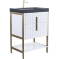 thumbnail image 1 of Fine Fixtures Serenity 24 in. W x 18 in. D x 33.5 in. H Bathroom Vanity in White Matte with Gel Coated Thick Edge top in Black with Satin Brass Hardware, 1 of 6