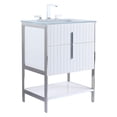 thumbnail image 1 of Fine Fixtures Serenity 24 in. W x 18 in. D x 33.5 in. H Bathroom Vanity in White Matte with Glass Sink top with an 8 in. Widespread Faucet Hole with Chrome Hardware, 1 of 4