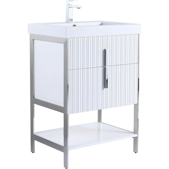 Fine Fixtures Serenity 24 in. W x 18 in. D x 33.5 in. H Bathroom Vanity in White Matte with Gel Coated Thick Edge top in Whte with Chrome Hardware