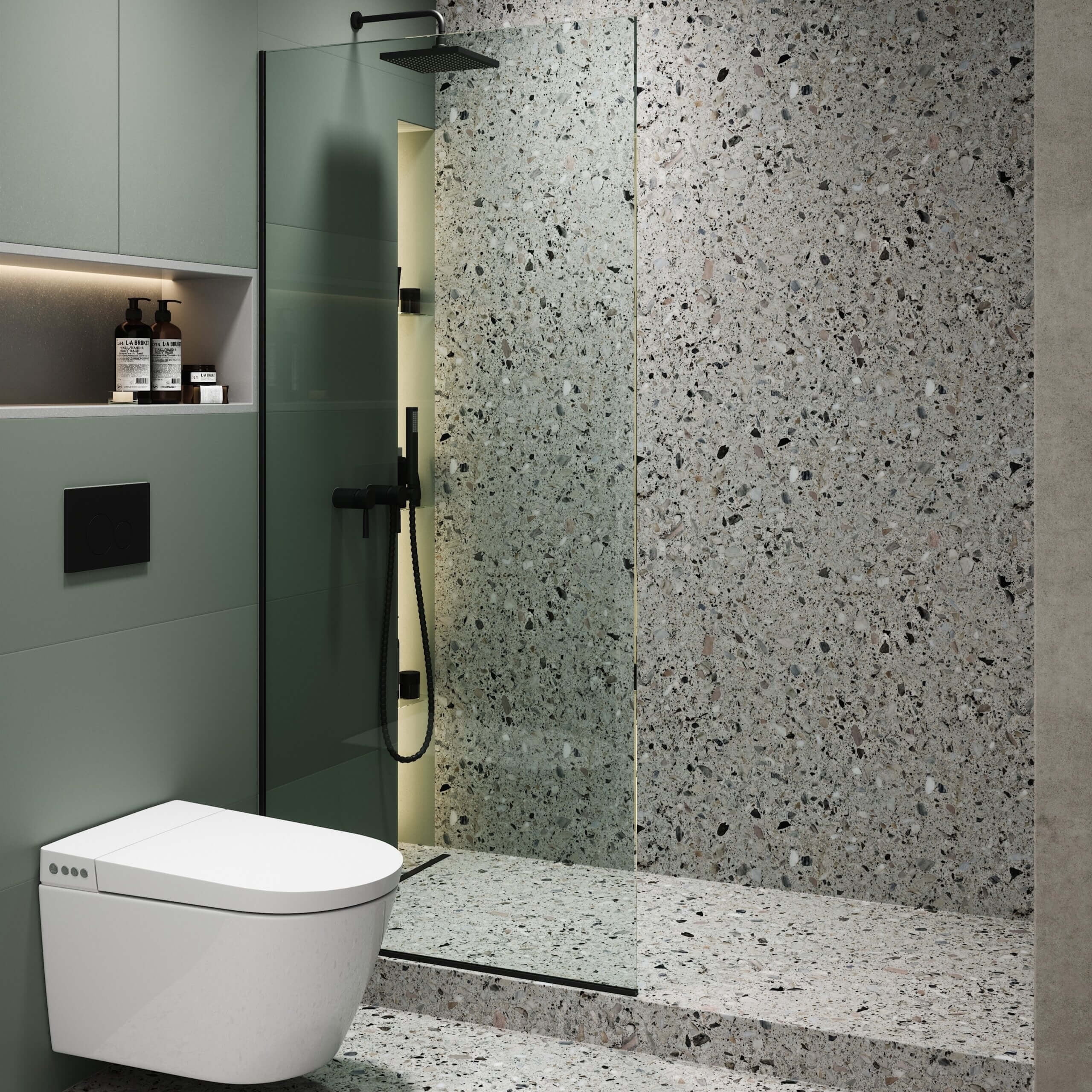 34'' W x 74.25'' H Black Frameless Tempered Glass Shower Panel
