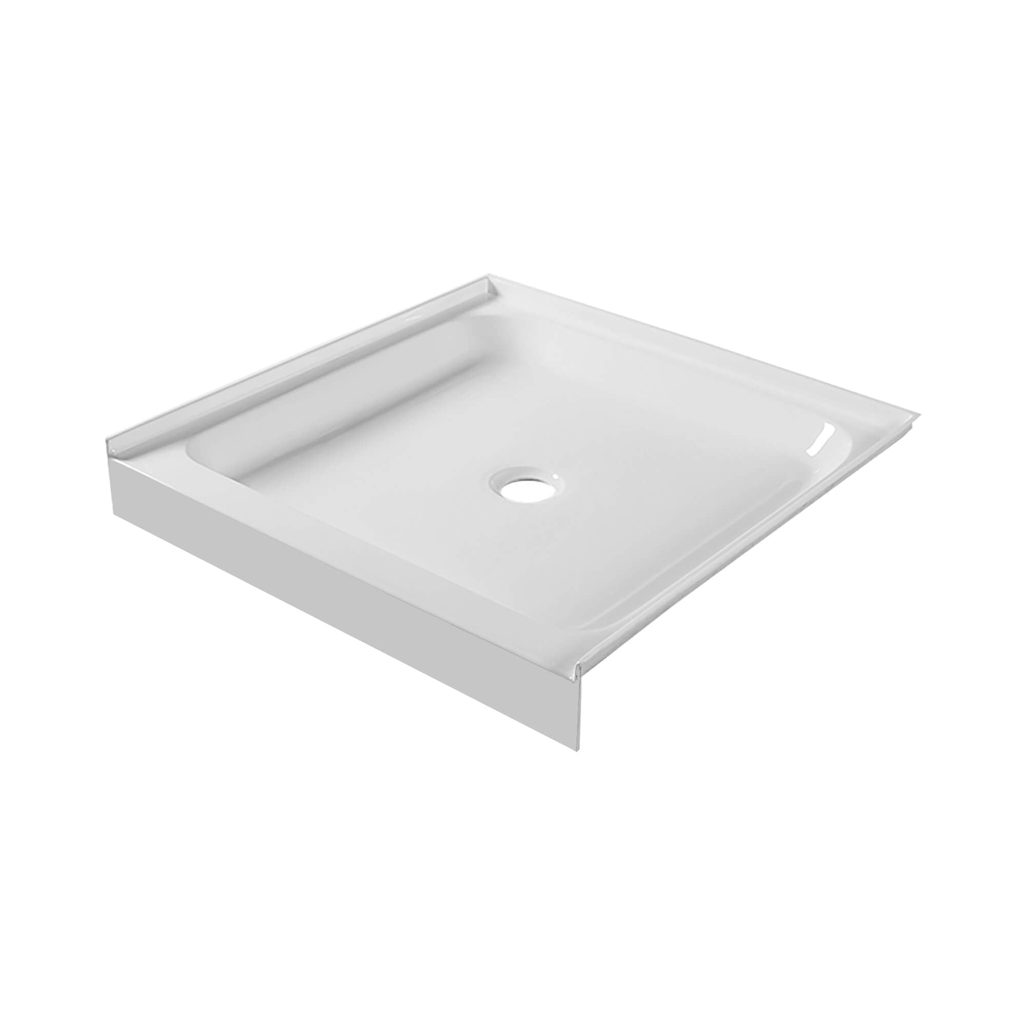 36" White Acrylic Single Shower Base with Non-Slip Surface