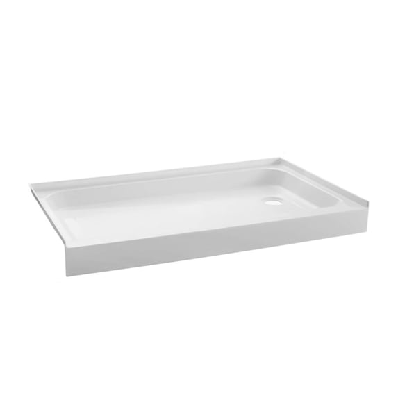 Fine Fixtures Single Threshold Acrylic Shower Base - Non-Slip Textured Surface Shower Floor Pan 60 X 30 - Right Hand Drain