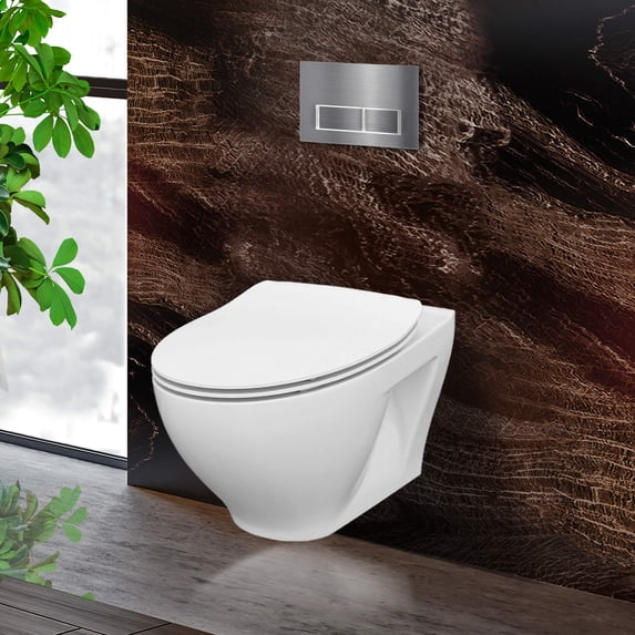 Fine Fixtures Toilet Combo Set - 20" Toilet Bowl With Soft-Close Seat, 2"x 4" Concealed Tank And Carrier System, Push Buttons Included. Chrome
