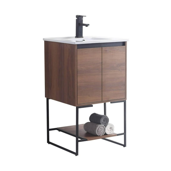 Fine Fixtures Urbania Collection Bathroom Vanity Walnut 20" Matte, Wood Finish