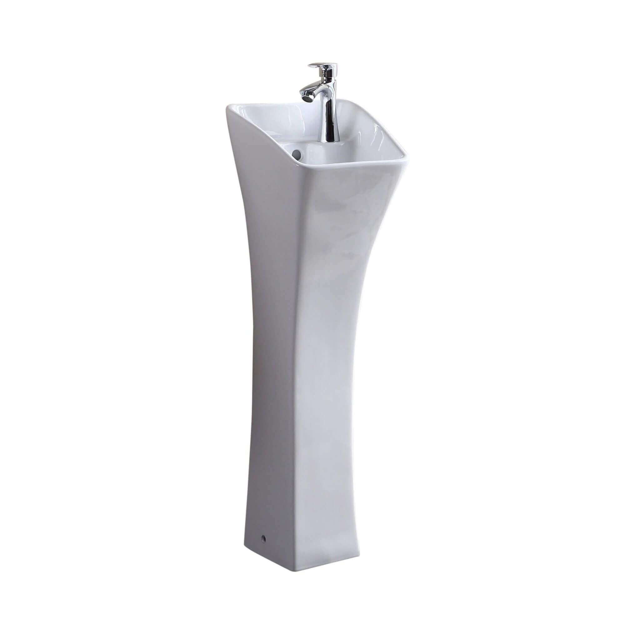 White Ceramic Rectangular Pedestal Bathroom Sink