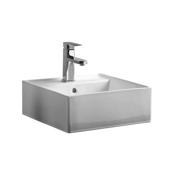 Fine Fixtures Vitreous China White Square Modern Vessel Bathroom Sink