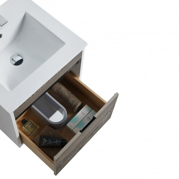 Fine Fixtures - Wall Mount Bathroom Vanity And Sink, Knob Free Design - Alpine Collection -