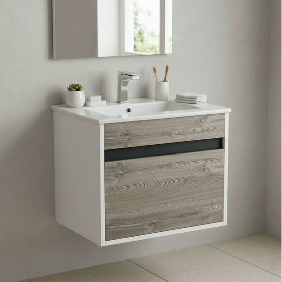Fine Fixtures - Wall Mount Bathroom Vanity And Sink, Knob Free Design - Alpine Collection -