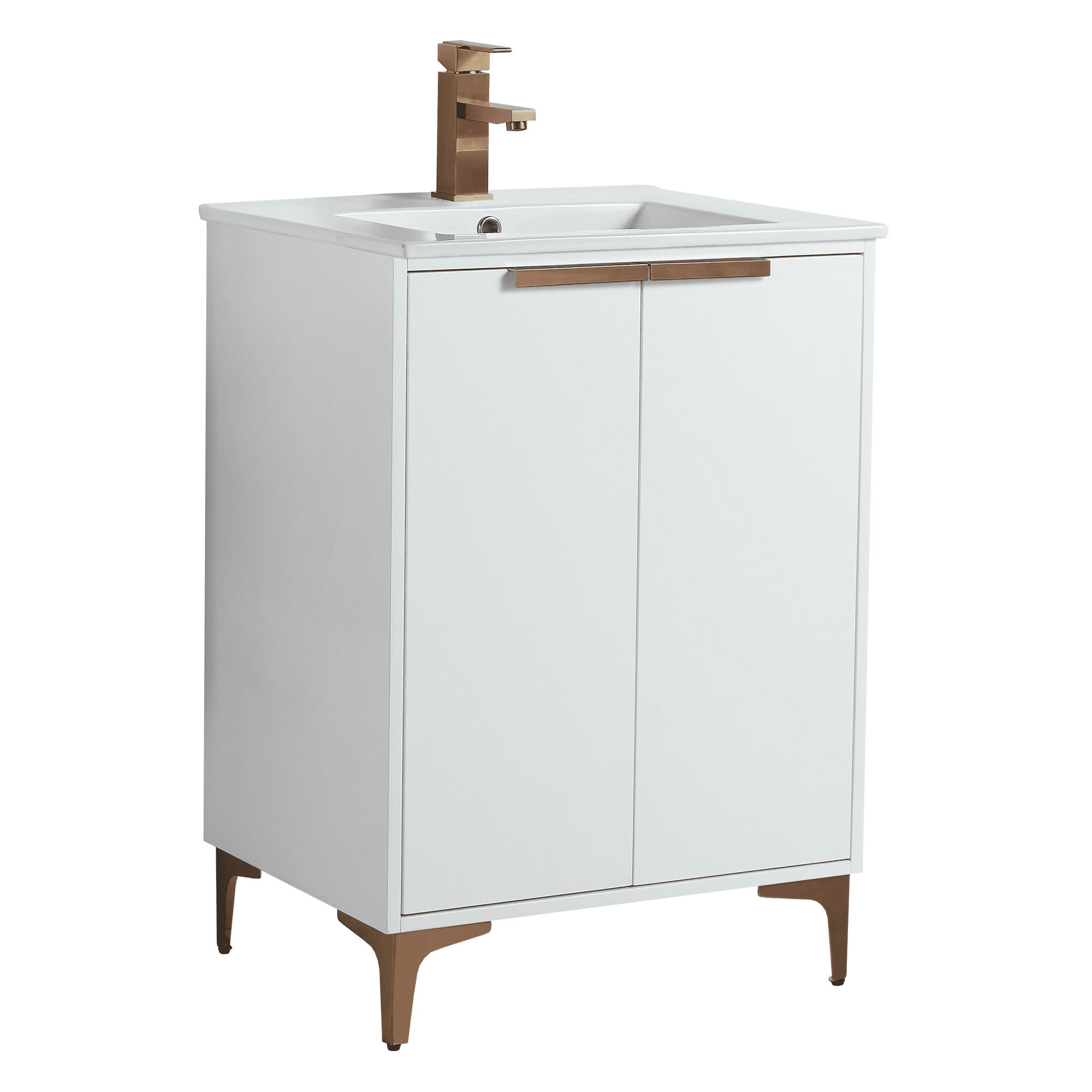 Phiestina White Bathroom Vanity Fit With Ceramic Sink, Soft