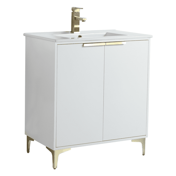 Fine Fixtures Wilmington 30 Inch White Bathroom Vanity With Sink - 30 Bathroom Vanity With Sink Top Combo, Bathroom Vanities, Wooden 30 Inch Bathroom Vanity, Modern Bathroom Sink Cabinet, Sink Vanity