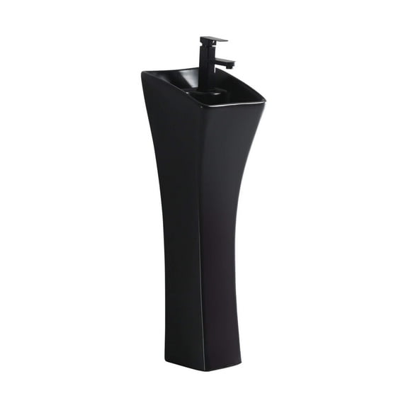 Fine Fixtures Windfield White Vitreous China Pedestal Sink Black