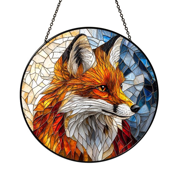 Fine Fox Avatar Stained Glass suncatcher Window Hanging, Artistic Animal Decor, Colorful Light Catcher Gift