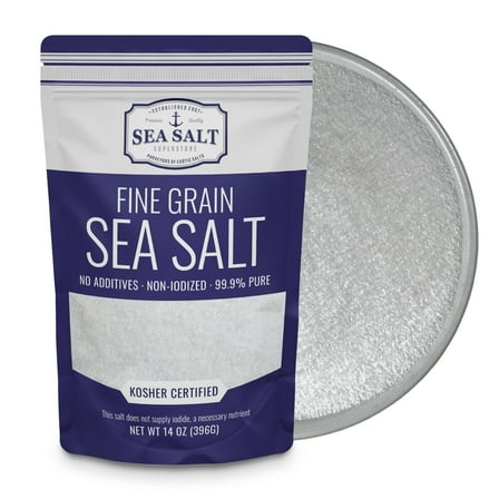 Sea Salt Superstore Pure Non-Iodized Fine Grain Sea Salt, 14 Ounce Glute-Free