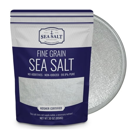 Sea Salt Superstore Fine Grain Sea Salt Non-Iodized, 30 Ounce Gluten-free
