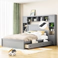 thumbnail image 1 of Fine Gray Queen Bed With All-inclusive Cabinet, Shelf And Socket Structure - Modern Combined Design, 1 of 7