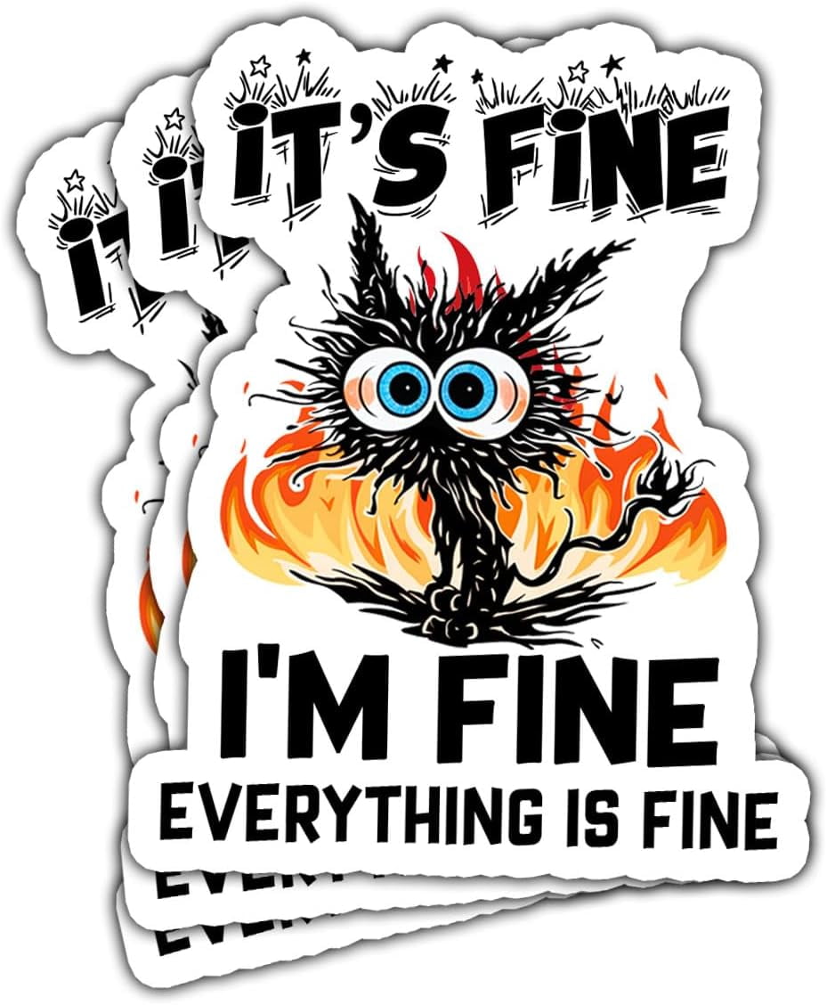 Its Fine Im Fine Everythings Fine, Funny Stickers for Adults, Cat ...