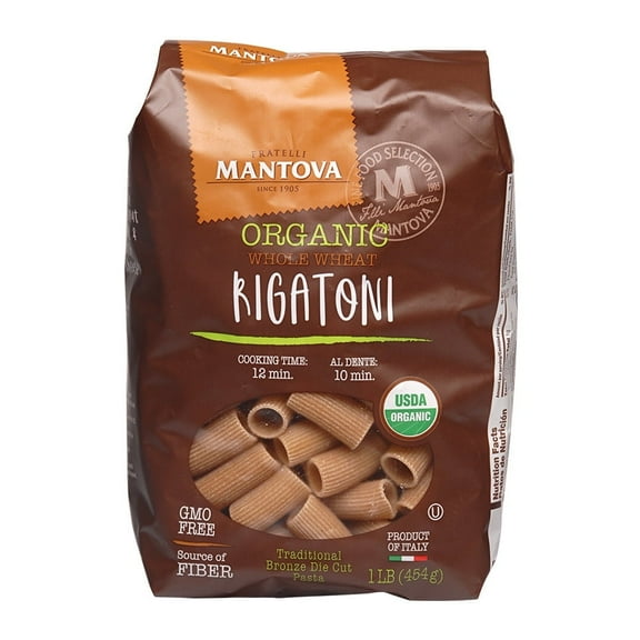 Mantova Organic Whole Wheat Rigatoni, 1 lb (Pack of 3)