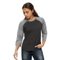 thumbnail image 1 of Fine Jersey Baseball Tshirt for Womens 3/4 Length Sleeve Tee Tops, Vintage Smoke/Granite Heather, XL, 1 of 8