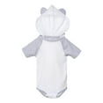 thumbnail image 1 of Fine Jersey Infant Short Sleeve Raglan Bodysuit with Hood & Ears , Blended White / Vintage Heather , 12M, 1 of 5