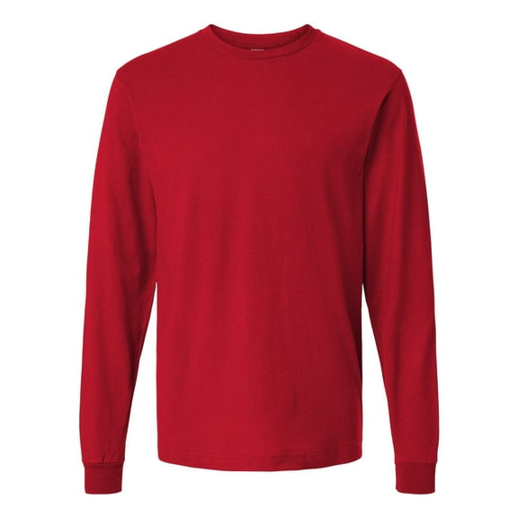Tultex 202LS Fine Jersey Long Sleeve T-Shirt-Red-XS