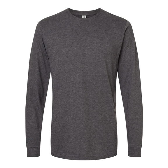 Tultex 202LS Fine Jersey Long Sleeve T-Shirt-Heather Charcoal-S