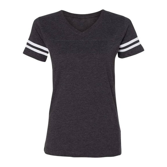 Fine Jersey V-Neck Short Sleeve Footbal T-Shirt for Women , Vintage Smoke / White , S