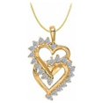 thumbnail image 1 of Fine Jewelry Vault UBNPD30735Y14CZ April Birthstone Double Heart CZ Pendant in 14K Yellow Gold - 0.50 CT TGW , 6 Stones, 1 of 1