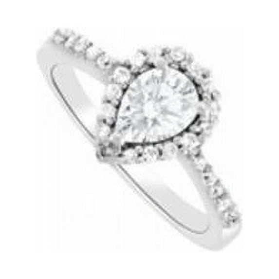 Fine Jewelry Vault UBNR83498AGPR75CZ Pear Shaped CZ Halo Engagement Ring in 925 Sterling Silver - 1.50 CT TGW