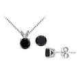 thumbnail image 1 of Fine Jewelry Vault UBPDERAGRD100BOX Black Onyx Solitaire Pendant with Earrings Set in Sterling Silver 2 CT TGW, 1 of 1