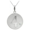 thumbnail image 1 of Fine Jewelry Vault UBPDS85543AGCZ4 Cubic Zirconia Number 4 Disc Pendant in Rhodium Plating 925 Sterling Silver Single CZ Accent, 1 of 1