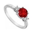thumbnail image 1 of Fine Jewelry Vault UBUJ2437AGCZR Three Stone GF Bangkok Ruby & CZ Engagement Ring in 925 Sterling Silver - 1.25 CT TGW , 2 Stones, 1 of 1