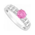 thumbnail image 1 of Fine Jewelry Vault UBUJS3072AW14CZPS Engagement Rings in 14K White Gold With a Created Pink Sapphire & CZ - 0.50 CT TGW , 12 Stones, 1 of 1