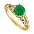 thumbnail image 1 of Fine Jewelry Vault UBUNR83904AGVYCZE Emerald & CZ Engagement Ring in Yellow Gold Vermeil, 46 Stones, 1 of 1