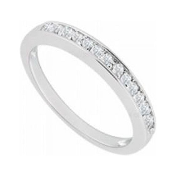 Fine Jewelry Vault UBW224BW14CZ 14K White Gold CZ Wedding Band - 0.15 CT TGW , 14 Stones