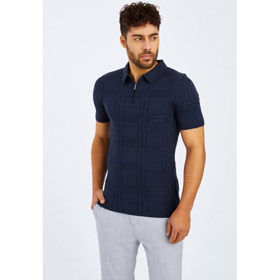 Fine Knit Polo Shirt With Zipper
