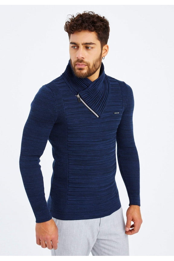 Fine Knit Sweater With Shawl Collar