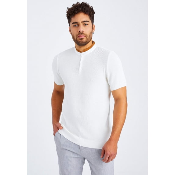Fine Knit T-Shirt With A Stand-Up Collar
