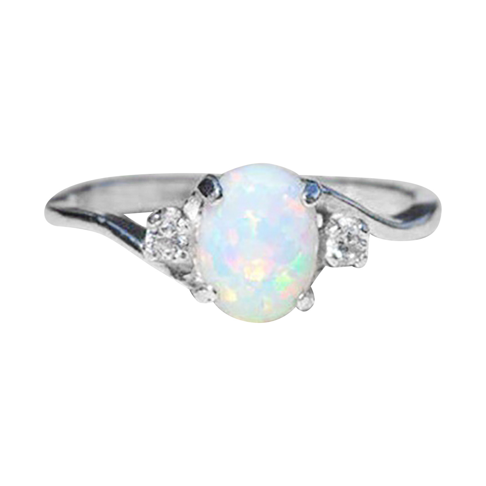 Fine Ladies Silver Ring Oval Cut Rhinestone Jewelry Birthday Proposal ...