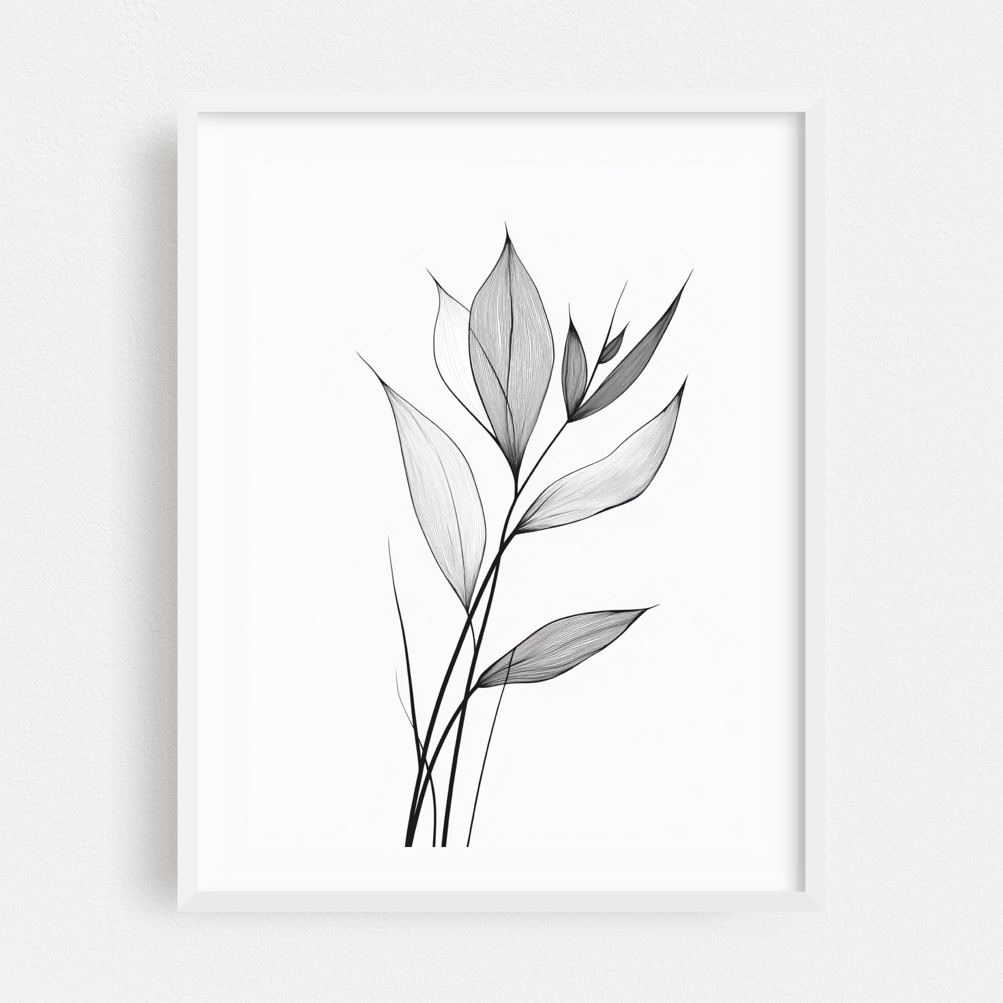 Fine Line Botanical Art - Line Drawing Line Art Minimalist Black and ...