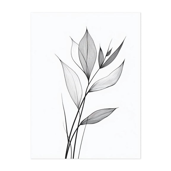 Fine Line Botanical Art - Line Drawing Unframed Wall Art Print 5 x 7 inches