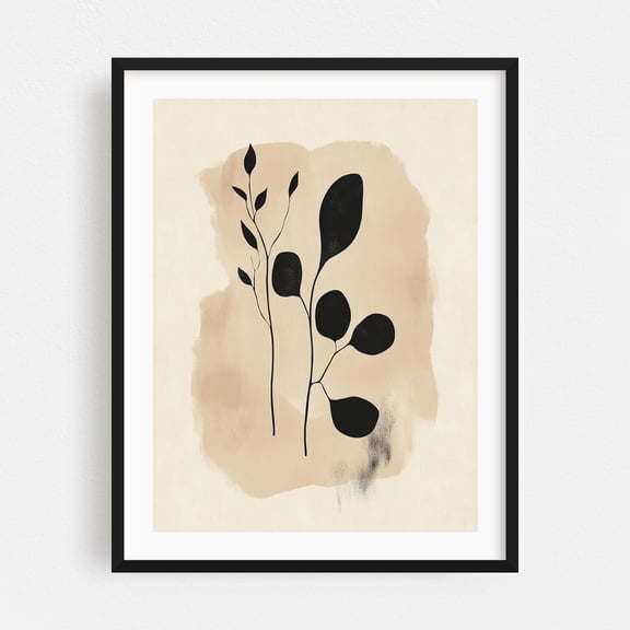 Fine Line Floral Art - Line Drawing Minimalist Botanical Abstract Line Art Modern Art Nature Floral Black Framed Wall Art Print 18 x 24 inches