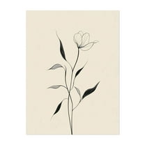 Fine Line Floral Art - Line Drawing Minimalist Line Art Floral Botanical Black and White Modern Art Nature Unframed Wall Art Print 5 x 7 inches