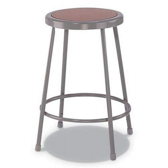 Fine-Line Industrial Stool, 24 ", Brown/Gray Seat