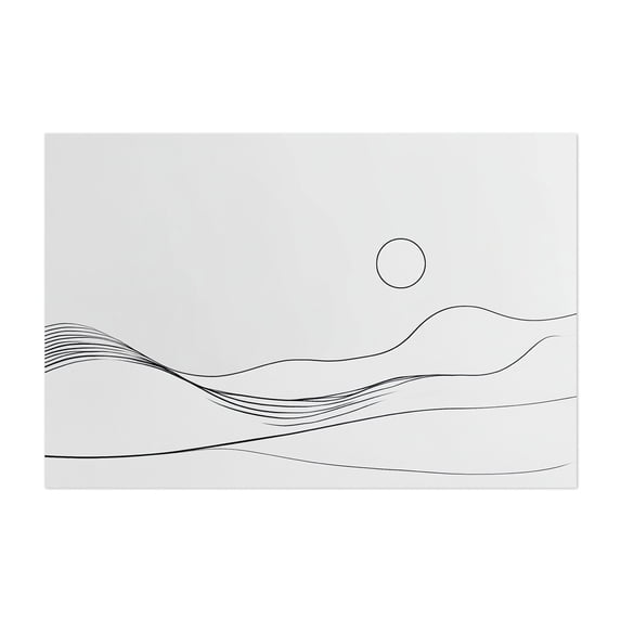 Fine Line Mountain Art - Line Drawing Minimalist Line Art Abstract Black and White Waves Landscape Desert Unframed Wall Art Print 4 x 6 inches