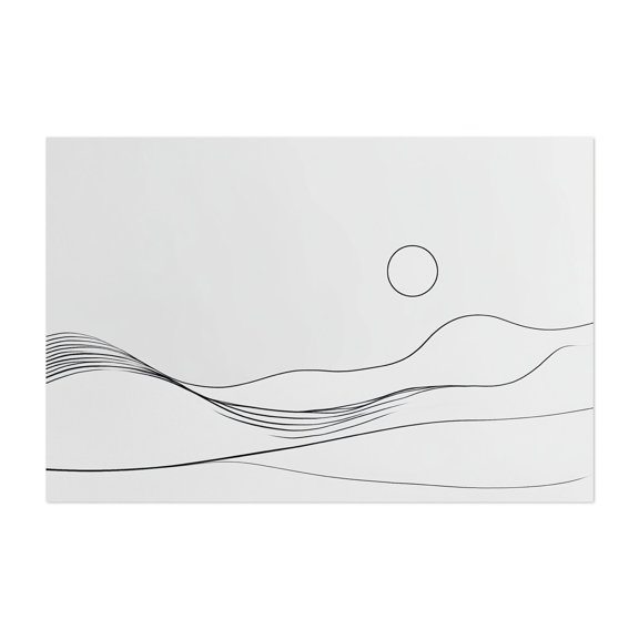 Fine Line Mountain Art - Line Drawing Minimalist Line Art Abstract Black and White Waves Landscape Desert Unframed Wall Art Print 4 x 6 inches