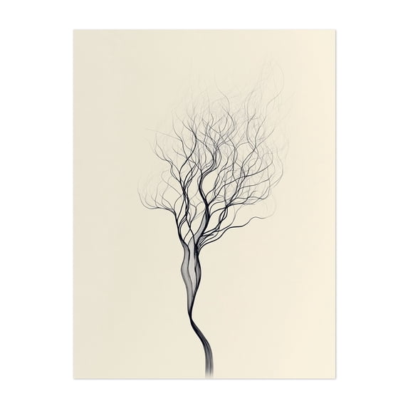 Fine Line Tree Art - Line Drawing Minimalist Line Art Abstract Black ...