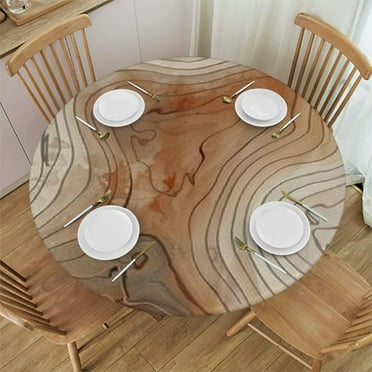 Fine Line Wood Grain Tablecloths Waterproof Oil-Proof Table Cover for Tables Stretch Kitchen Tablecloth Wrinkle Free Round Table Cloth for Party Wedding Dining Room Banquet